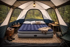 An air mattress looking good in a 6 person tent