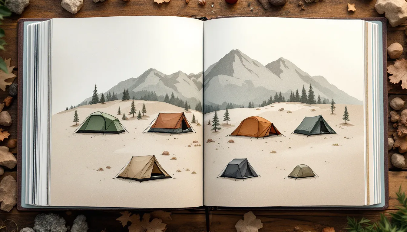 Different types of one man backpacking tents displayed outdoors.
