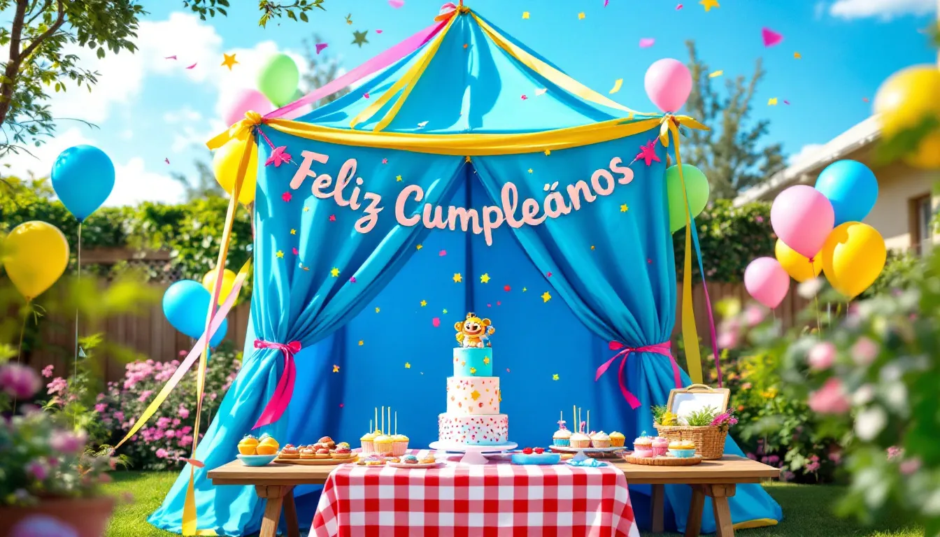 A DIY party tent setup in a backyard.