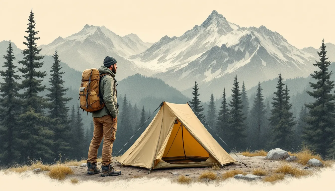 A close-up of popular one man backpacking tents in use.