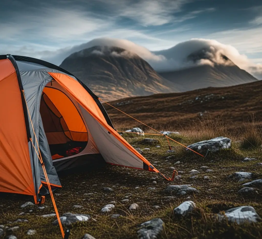 Pitch Tent on High Side