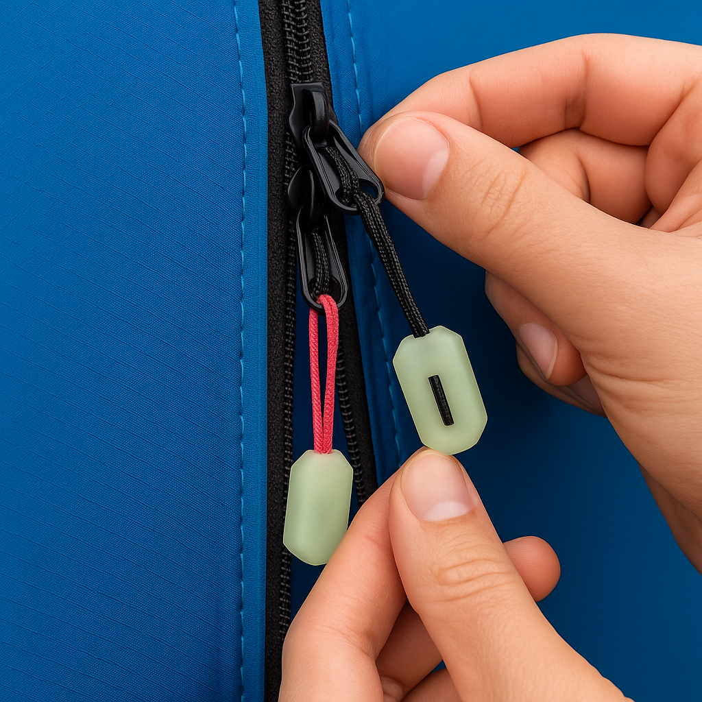 Use of Tent Zipper Pulls Glow