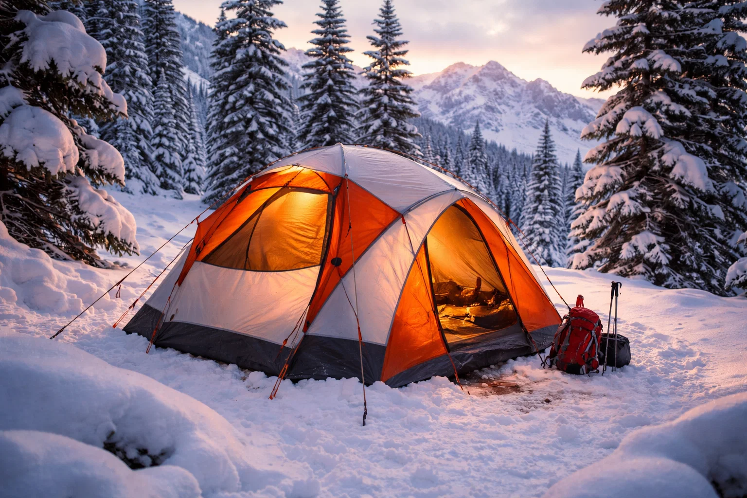 A four season tent in the winter