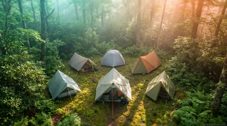 Best tents for Appalachian Trail thru-hiking arranged in AT forest campsite comparison