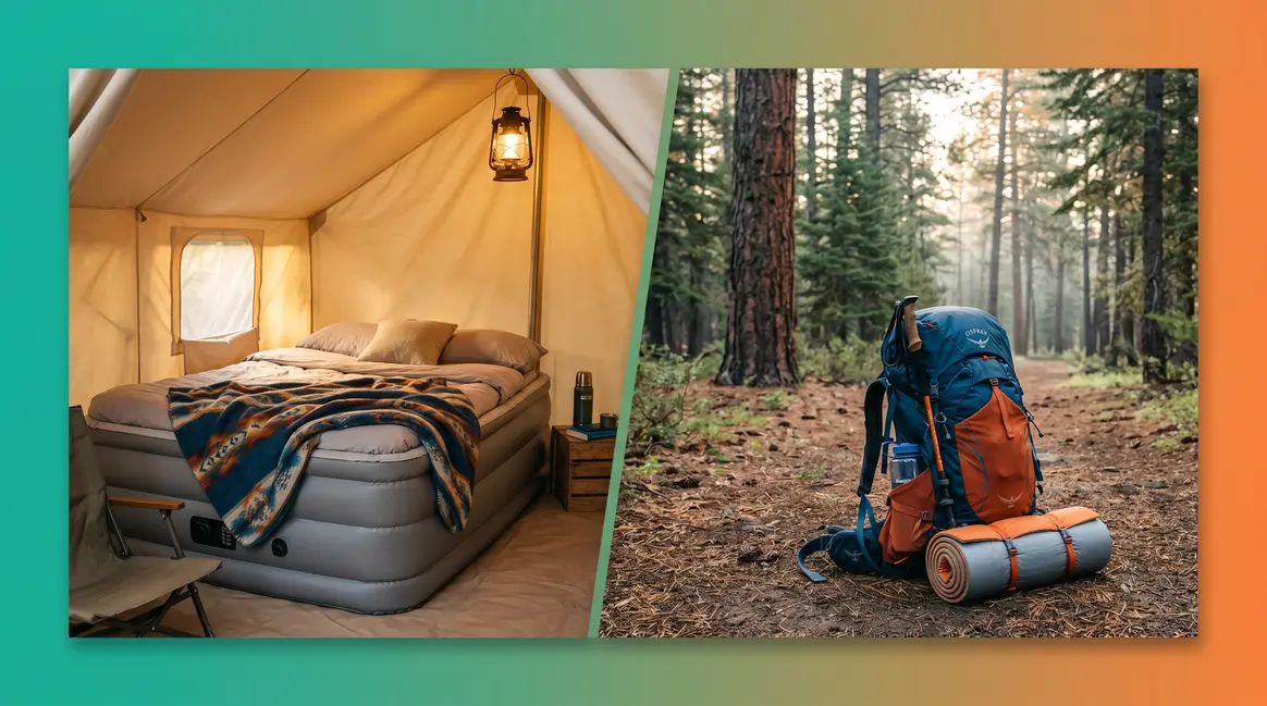 Air mattress vs sleeping pad for camping side-by-side comparison in tent and trail settings