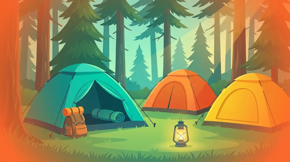 Best budget camping tents pitched at a forest campsite during golden hour