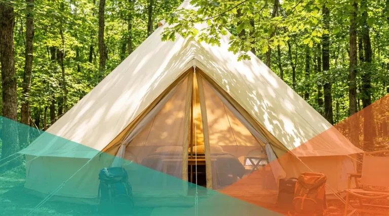 Best tent for hot weather pitched in forest shade with open mesh door panels for airflow